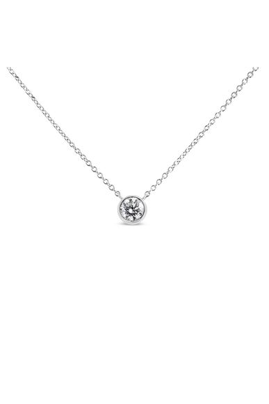 1/2 Carat Round Brilliant-Cut Diamond Modern Bezel-Set Solitaire Necklace